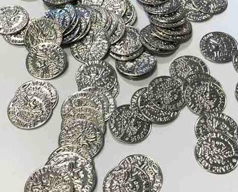 Малки декоративни монети, сребро 1,5 см, декоративни парички